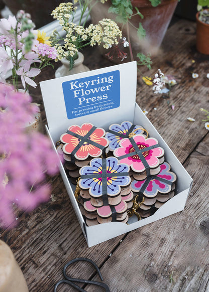 Keyring Flower Press - Pinks &amp; Blues
