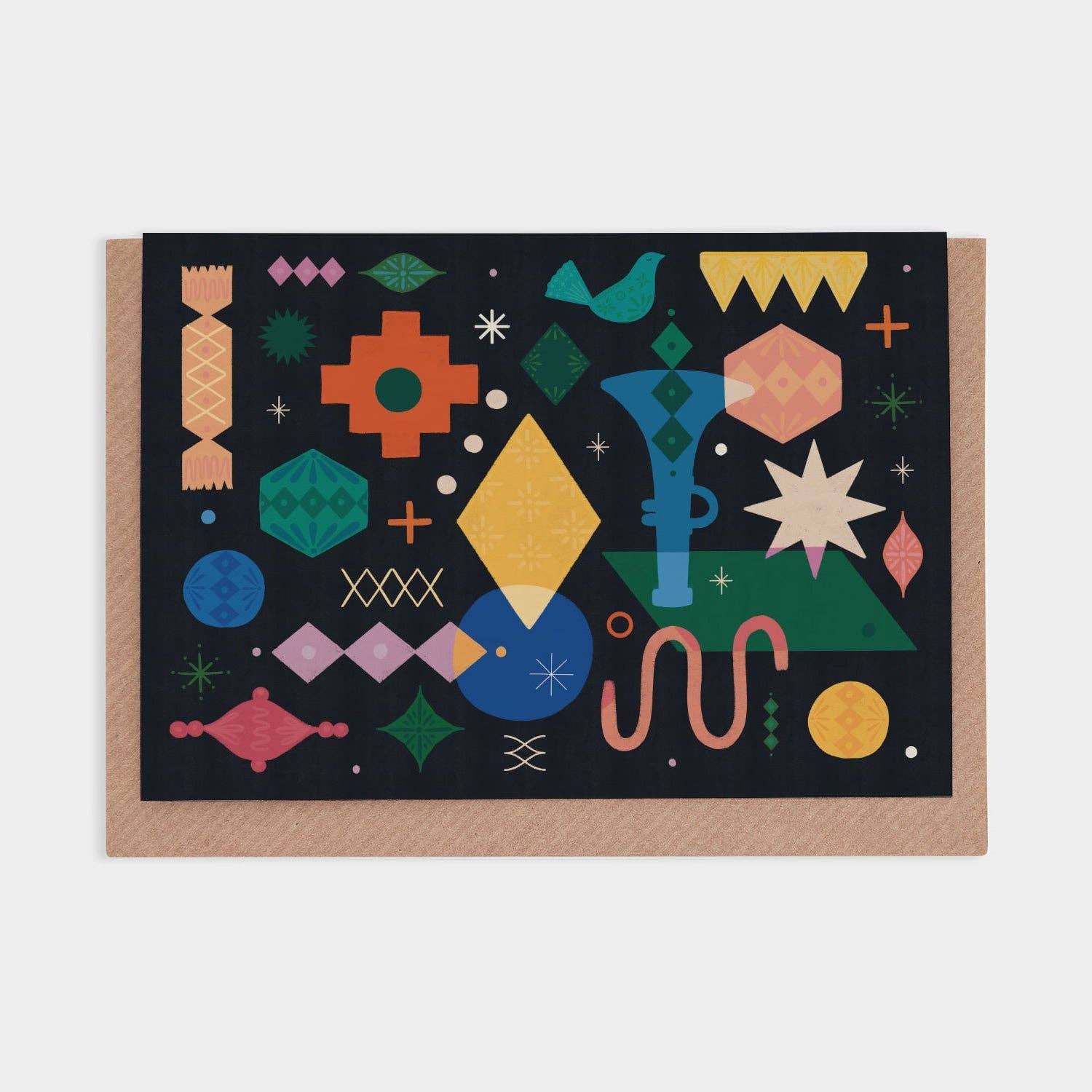 Celebration - Christmas Black Greetings Card